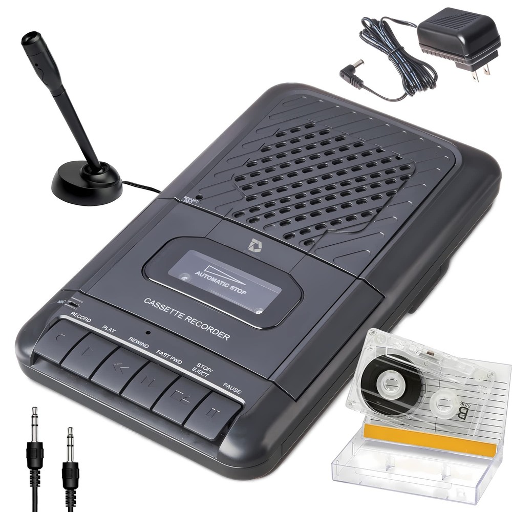 Portable Cassette Player Tape Recorder. Record to Cassettes via Mic or Aux In. B