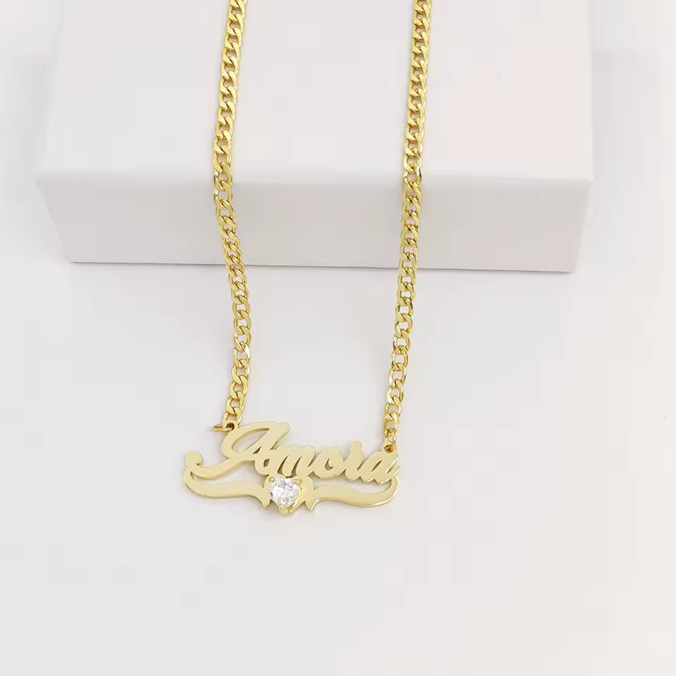 Custom Name Birthstone Necklace Personalized Cubic Zirconia Chain Gift-image