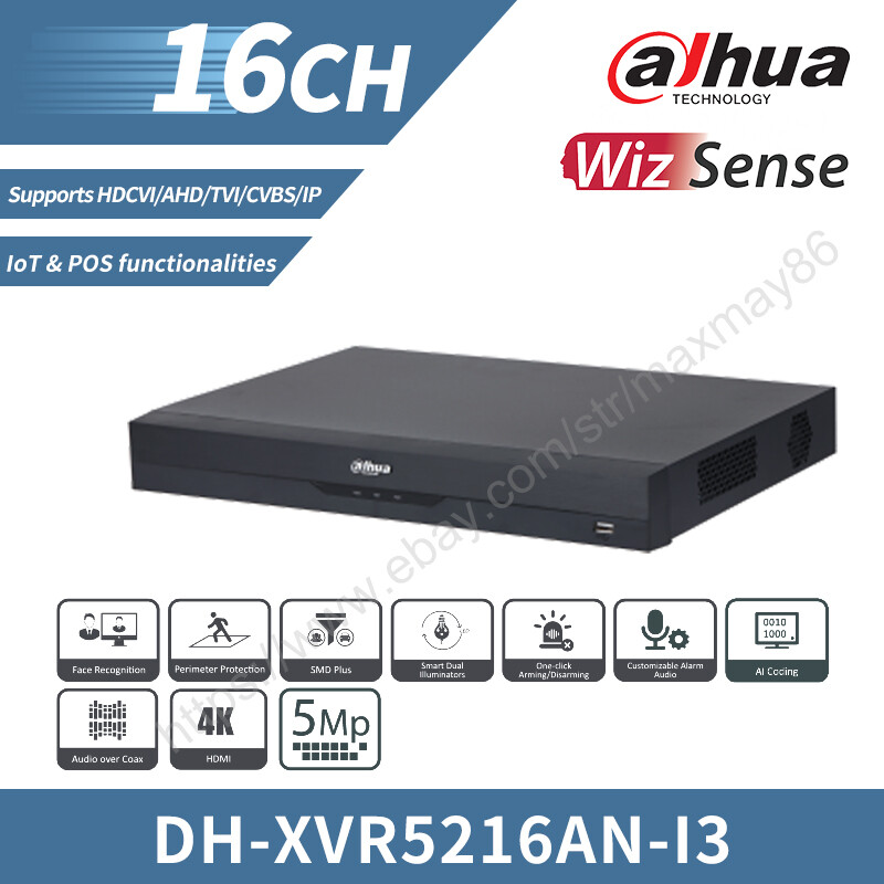 Dahua 16CH 5MP IoT POS XVR with HDCVI AHD TVI CVBS IP Support 2HDDs 1U DVR XVR5216AN-I3-image