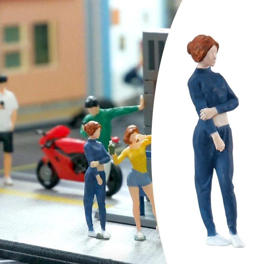 1/64 Women People Figures S Scale Train Railway Layout Resin Figurines Decor