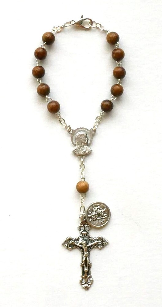 Small Wooden Bead Rosary for Car or Personal Prayer