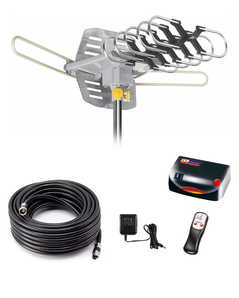 Digital Outdoor HD TV Antenna with 150-Mile Range and 360-Degree Motorized Rotation