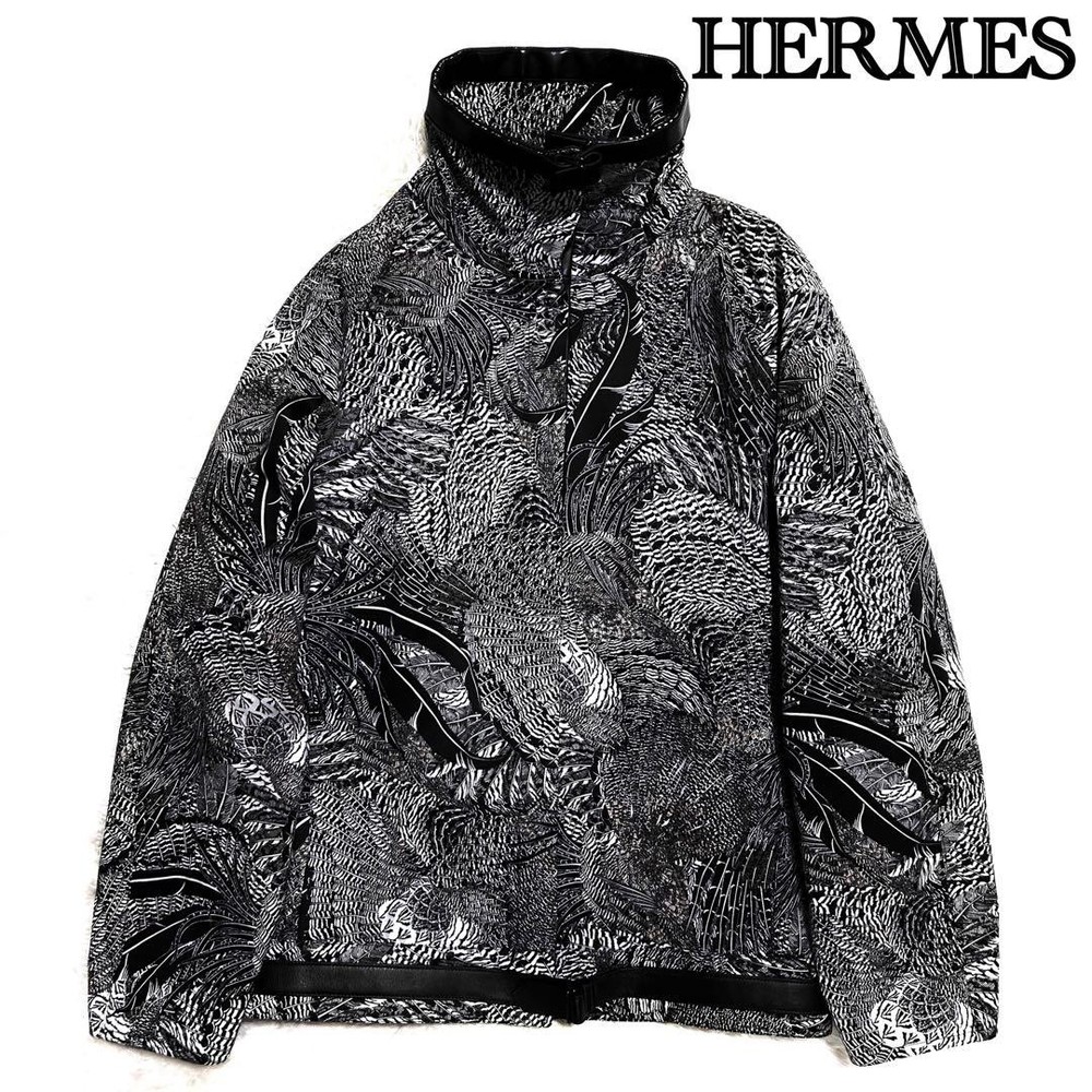 Vintage Hermes Leather Jacket with Signature All-Over Pattern Belt