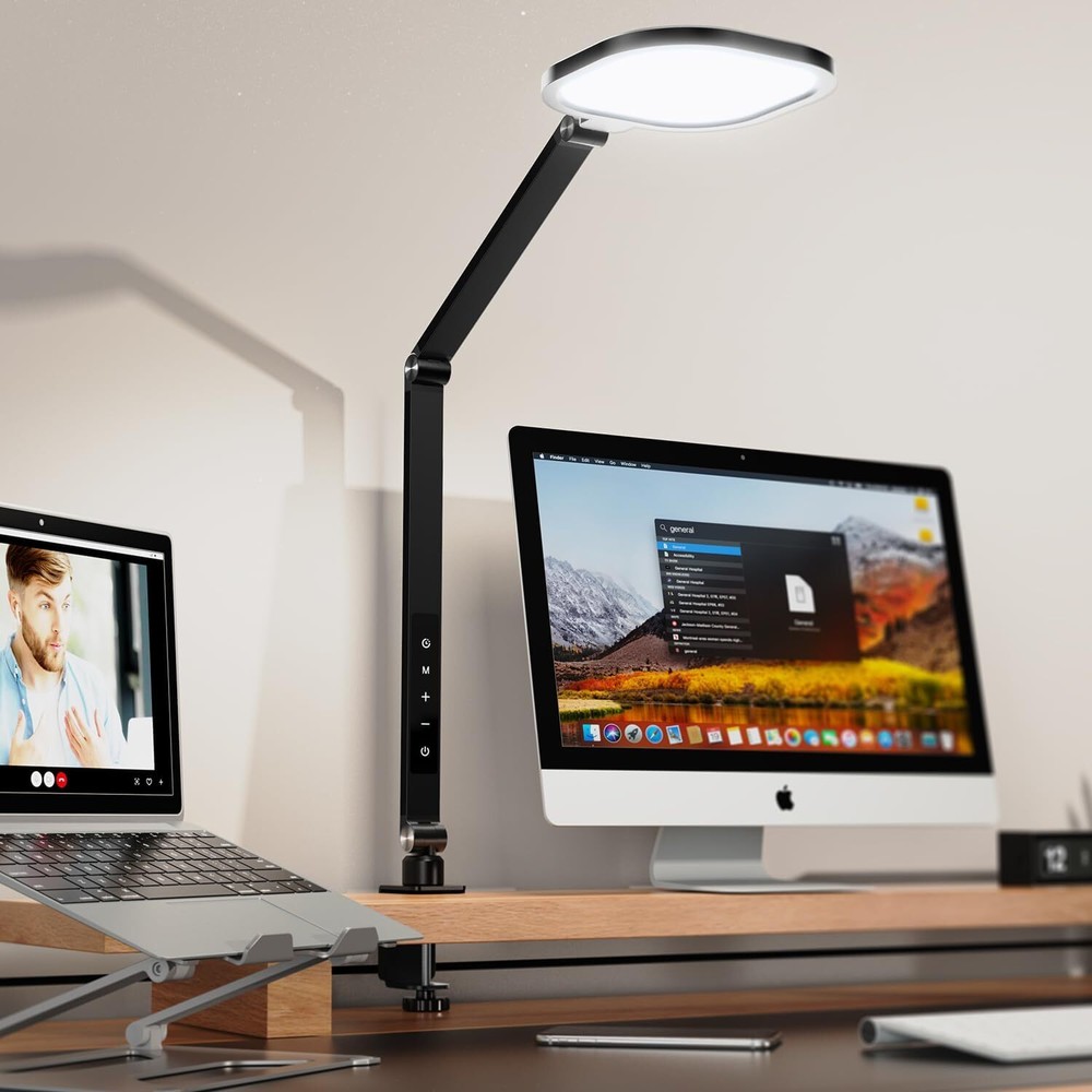 Led Desk Lamp with Clamp, 1200LM Dimmable Home Office Desktop Black - 1 Pack