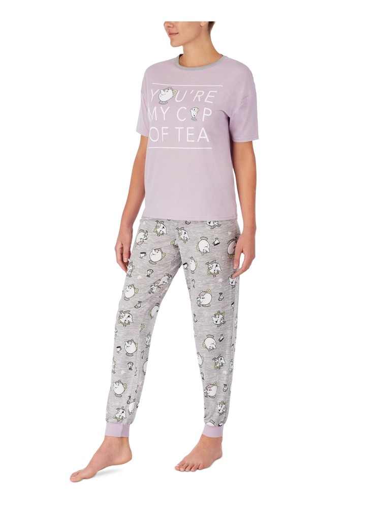 HYBRID APPAREL Womens Purple Ultra Soft T-Shirt Top Cuffed Pants Pajamas M