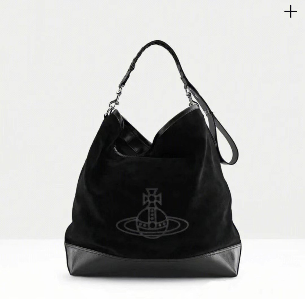 New~Vivienne Westwood Orb plaque Black Tote Hobo Bag