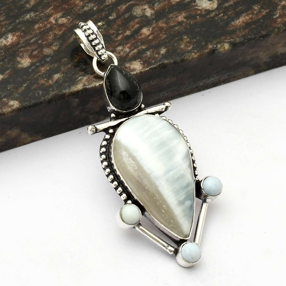 Owyhee Opal Black Onyx Ethnic Handmade Pendant Jewelry Christmas Gift  AP-14483