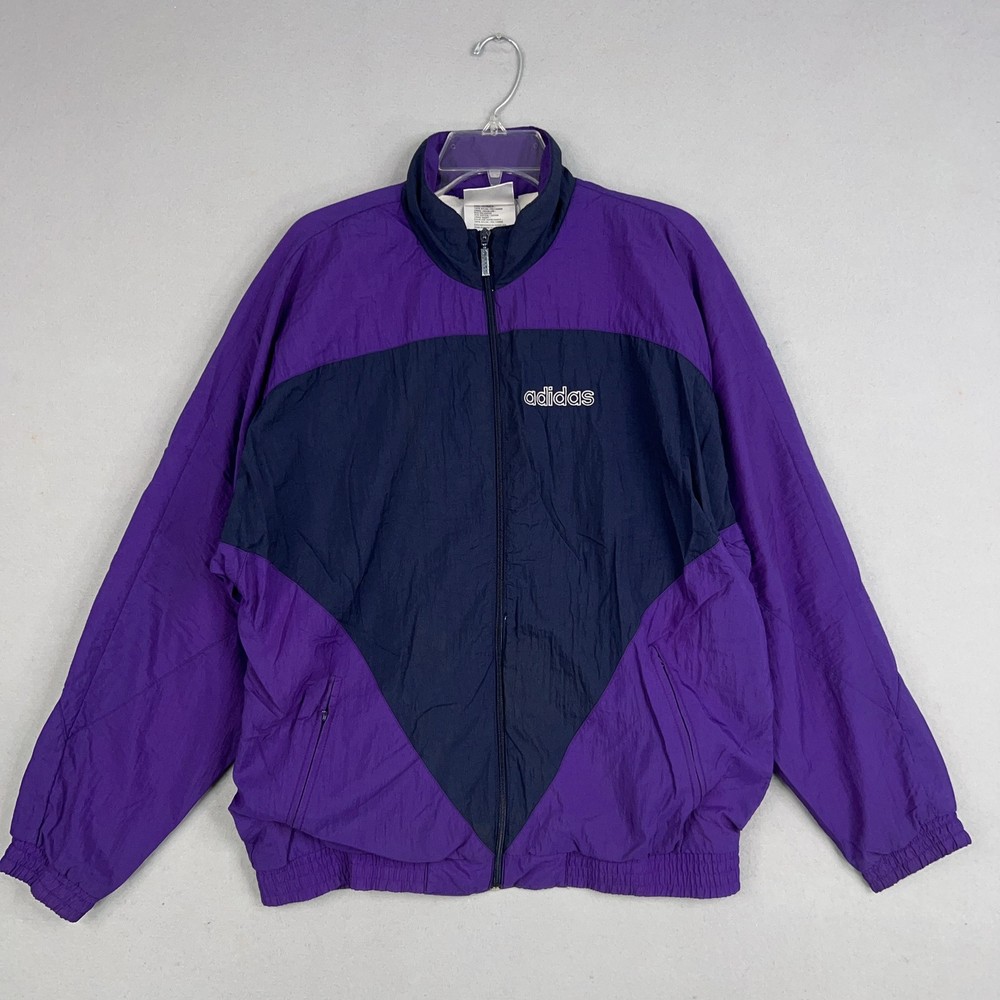 Vintage Adidas Purple Navy Trefoil Logo Full Zip Track Jacket Y2K Adult Medium