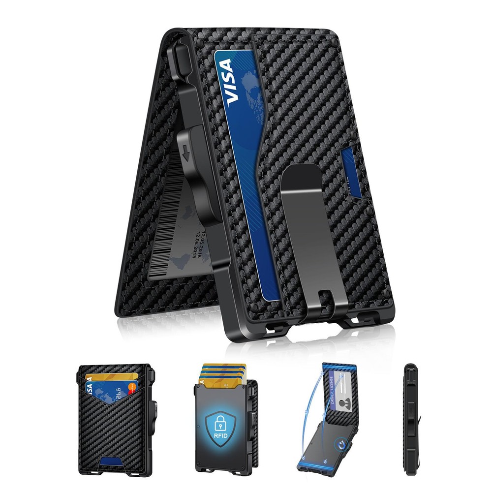 Minimalist Slim RFID Blocking Wallet for Men with Money Clip