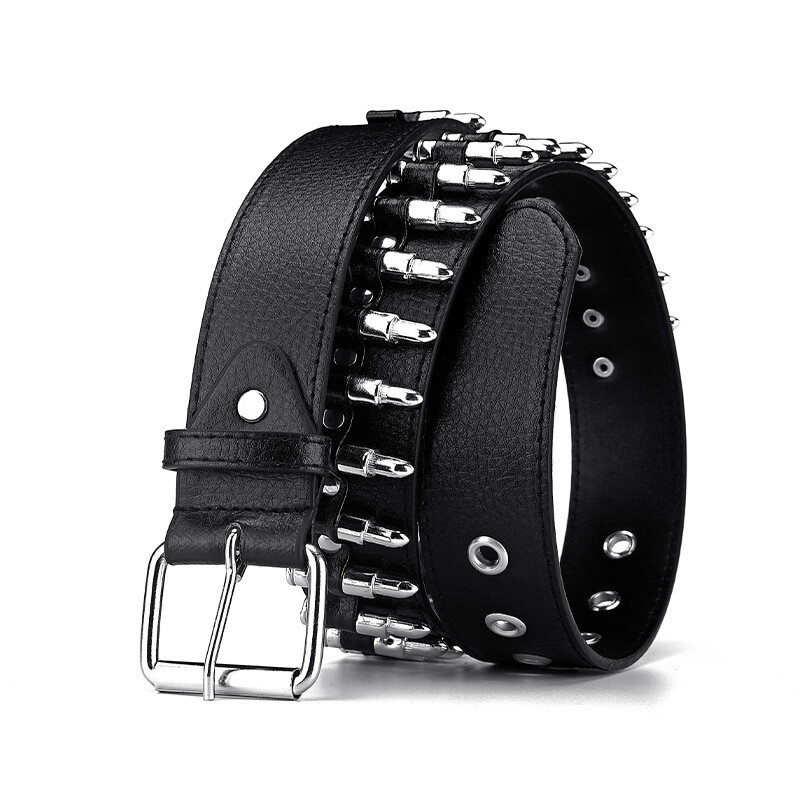 Punk Gothic Rivet Waist Belt for Women & Men – Rock Chic Black Leather Strap