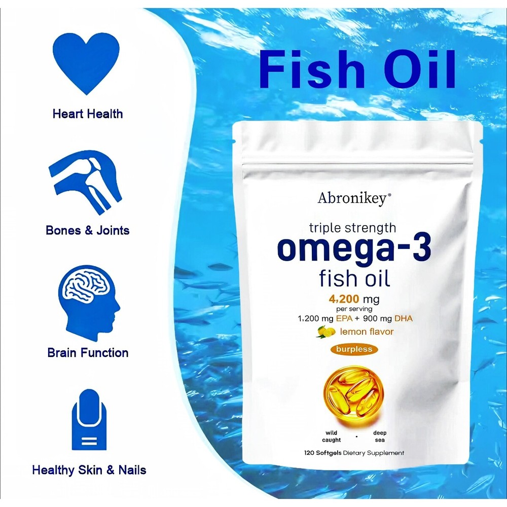 240 Pcs USA Triple Strength  3 Fish Oil Supplements 4200mg Per Serving