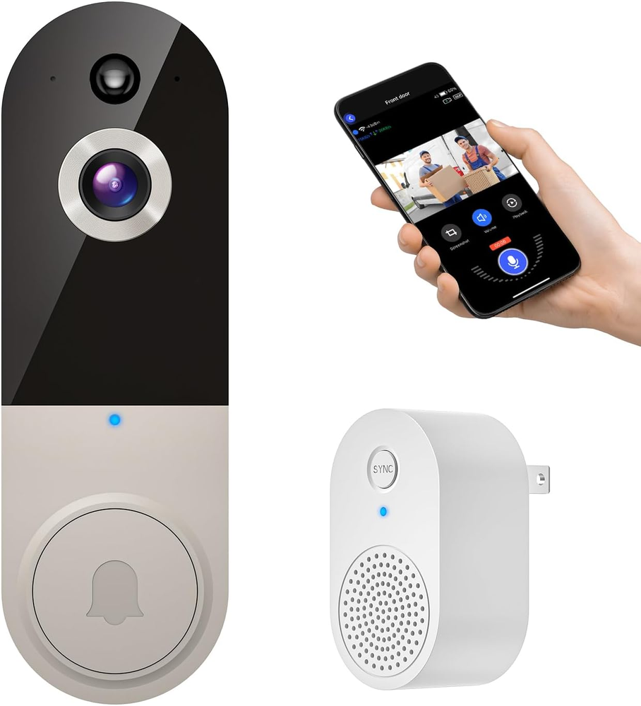 1080P Video Doorbell Camera Wireless Cloud Storage Live View 2-Way Talk Night