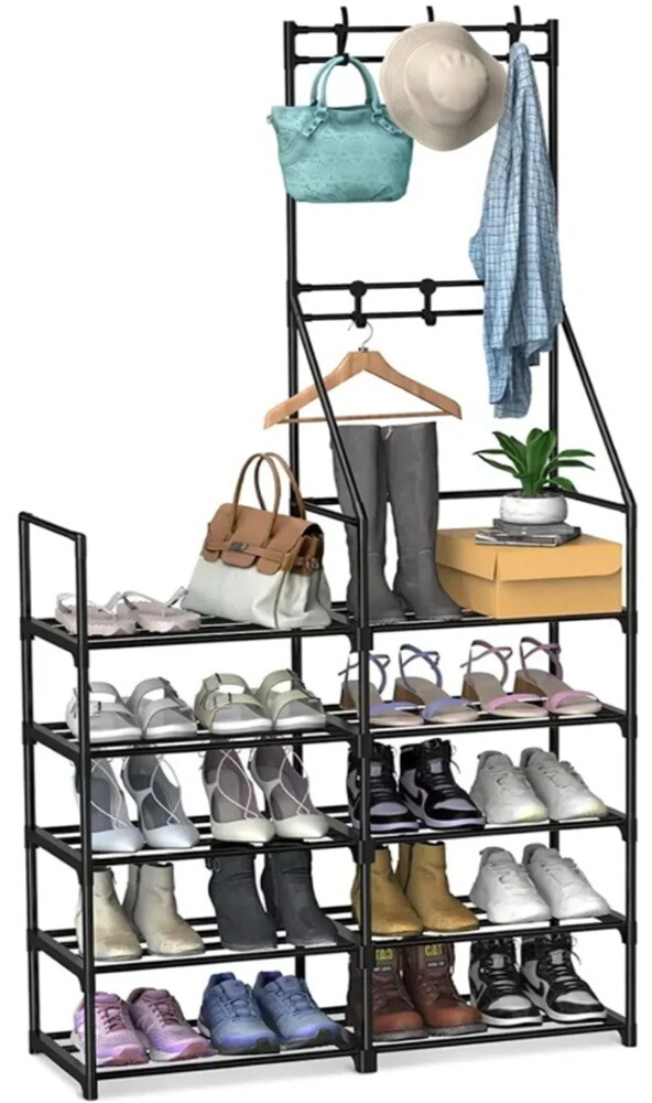 Double Row Single Hanging Hat and Shoe Rack for Living Room Bedroom Storage