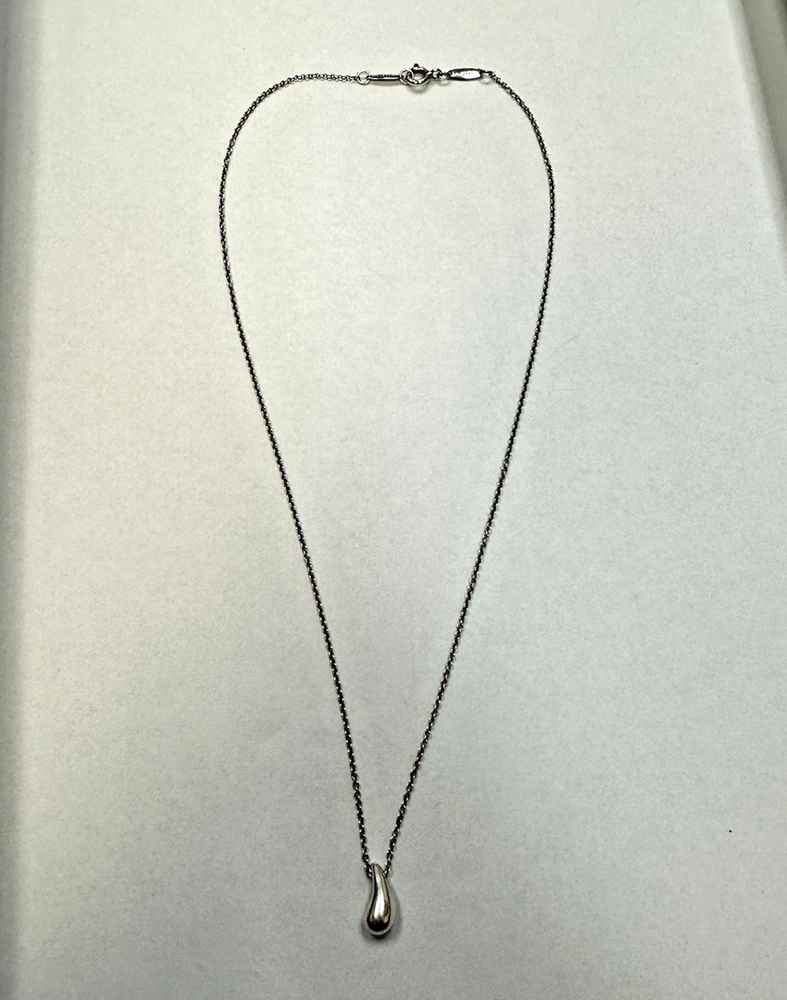 Tiffany & Co Elsa Peretti Sterling Silver Tear Drop Necklace