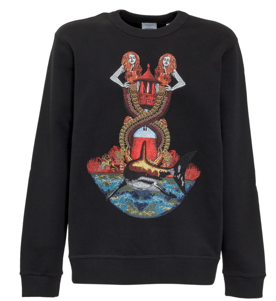 Burberry mermaid embroidered sweater Size S Black Good condition