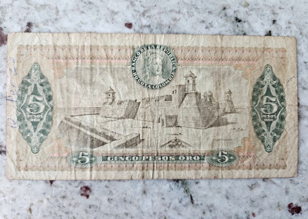 Colombia 5 Pesos Banknote from 1978 - Circulated