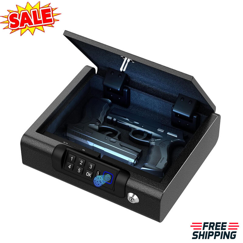 Biometric Gun Safe Portable Handgun Lock Box Fingerprint Digital Key Access New-image