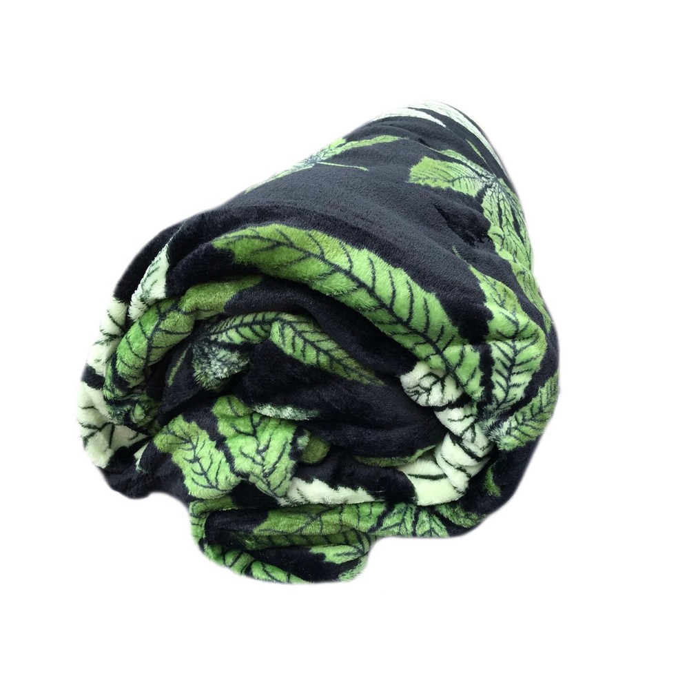 Marijuana Leaf Fleece Plush Microfiber Soft Blanket