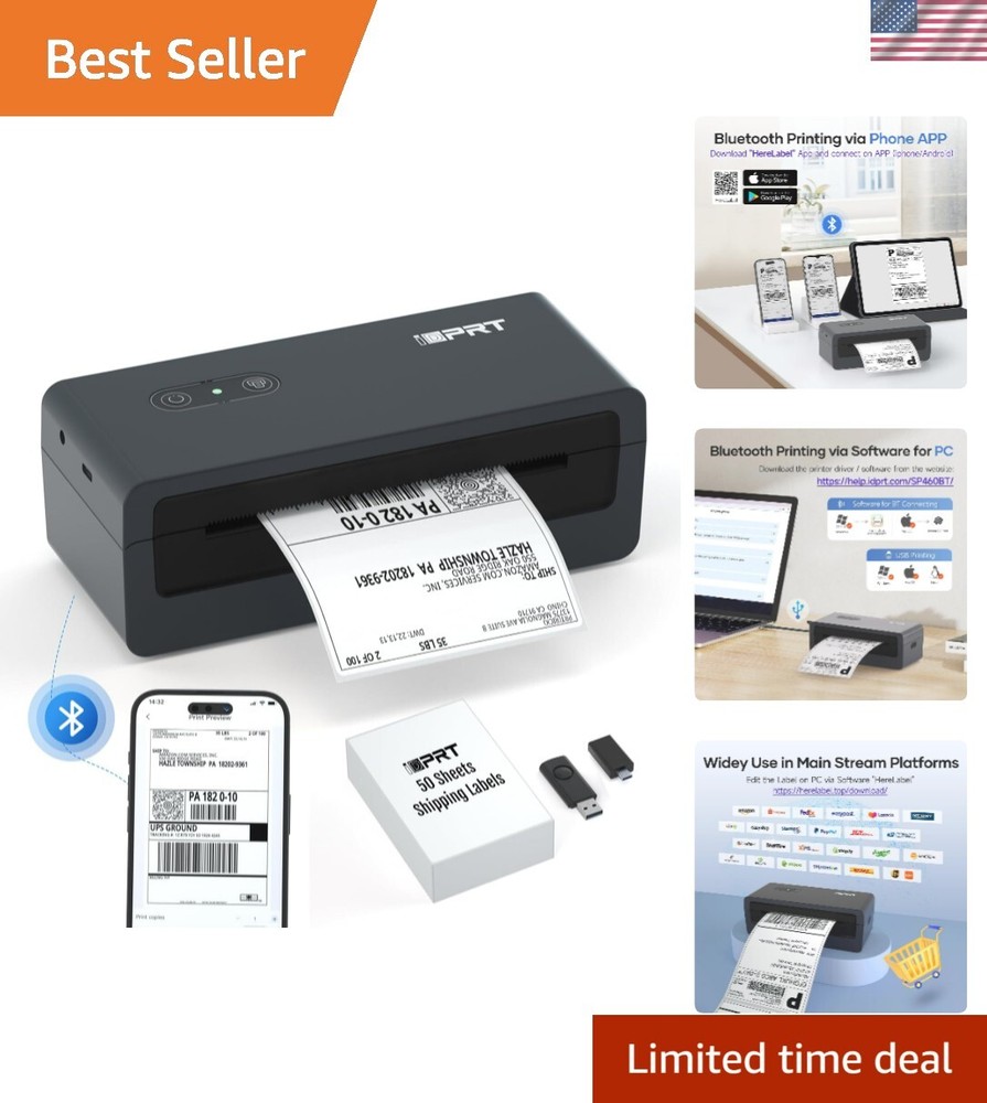 Bluetooth Thermal Label Printer 4x6 for Small Business Shipping Labels