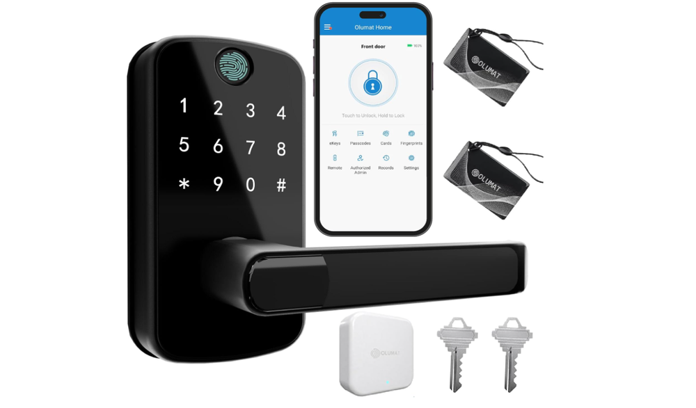 Smart Keyless Entry Door Lock with Fingerprint Keypad & Gateway