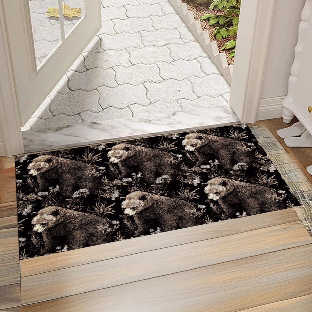 Bear Front Door Mat 17x29.5 Non-Slip Non-Woven Fabric Floor Mat