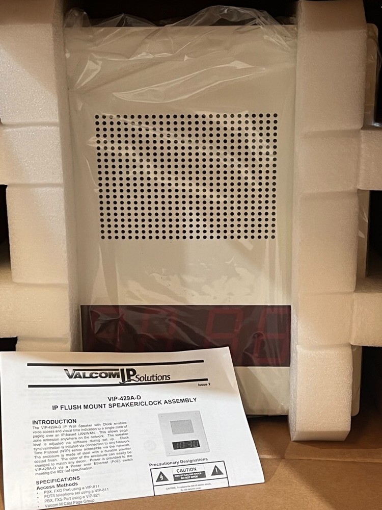 Valcom VIP-429A-D-SA Two-Way Talk Back IP Speaker with Digital Clock