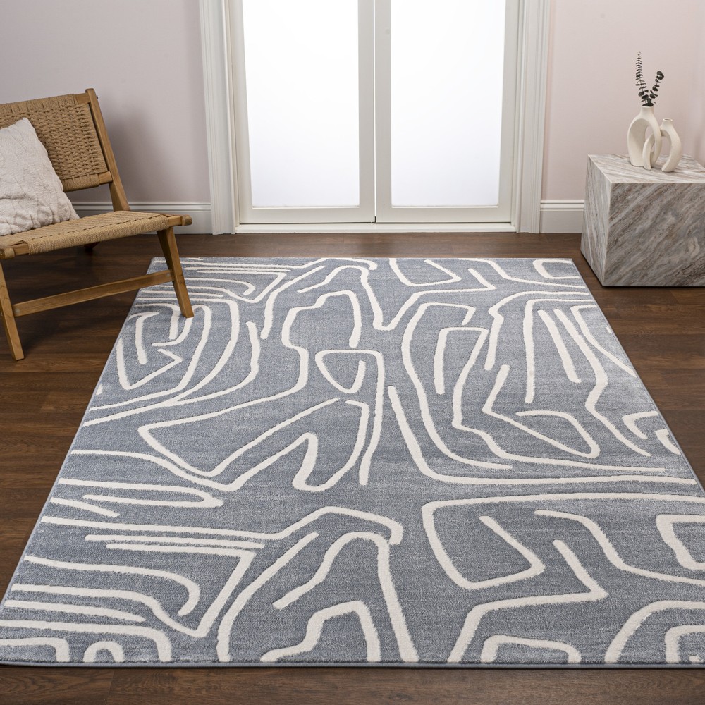 Jonathan Y Lighting SND102-4 Sandstone 4x6 Blue Abstract Polyester Rug