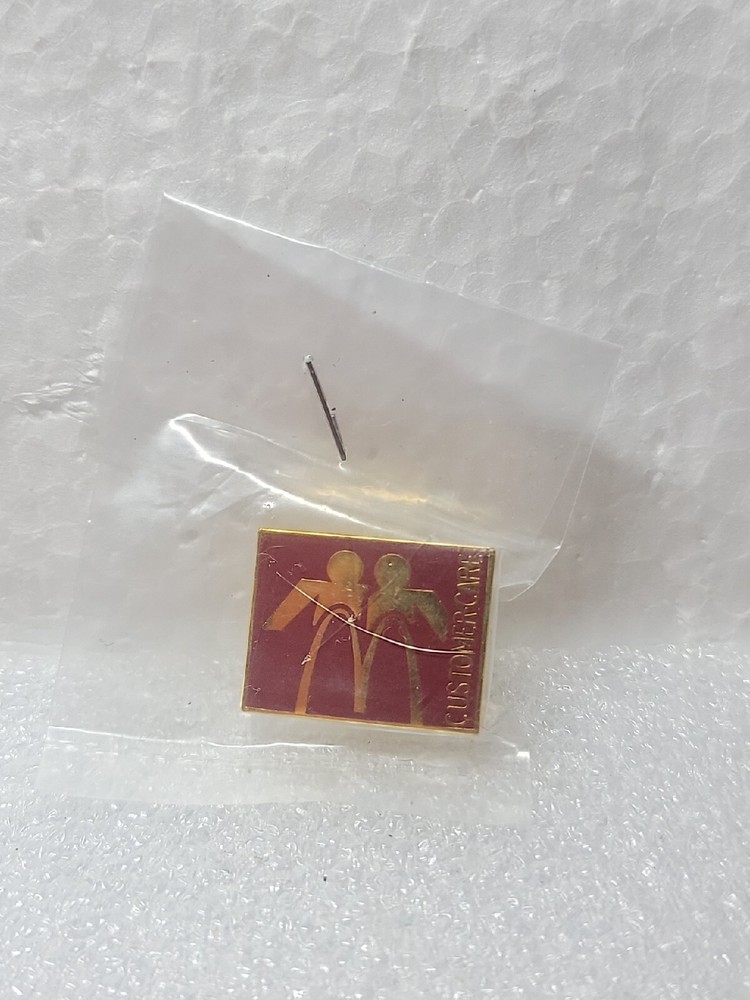 McDonalds Customer Care Enamel Lapel Pin Single Post Clutch Back Gold Toned NIP-image