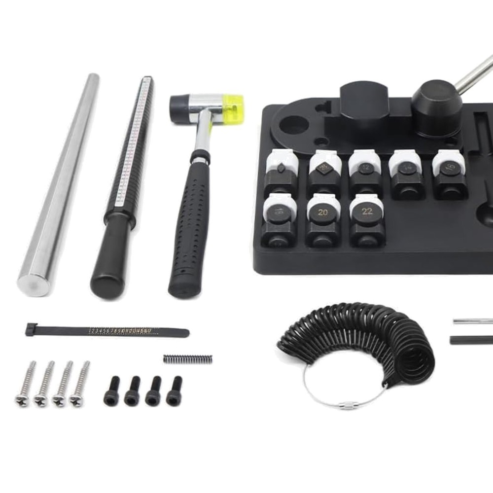Compact versatile jewelry ring bending tool kit for makers and repair artists  
