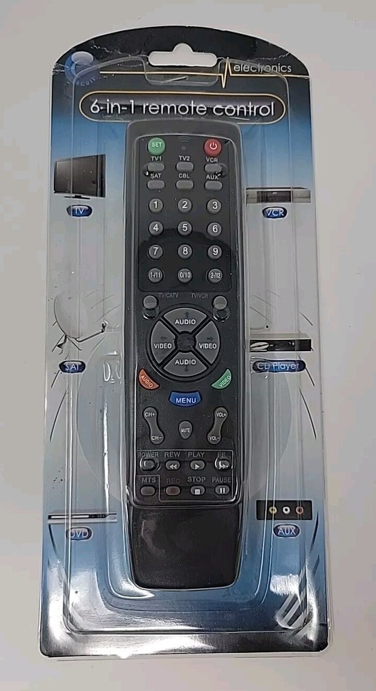 Universal 6 in 1 Remote Control Black 110064 NIB