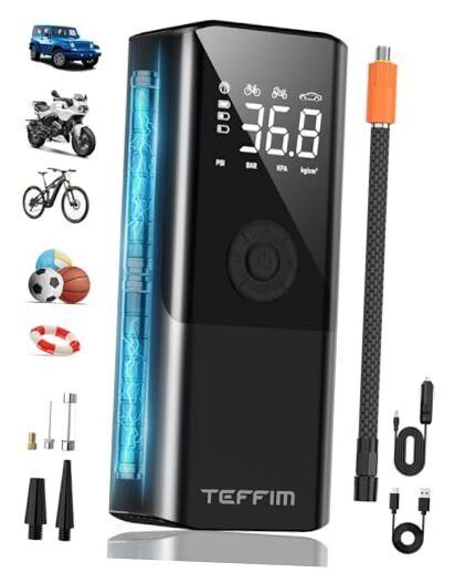 Tire Inflator Portable Air Compressor - 150PSI & 20000mAh Battery, 12V Smart