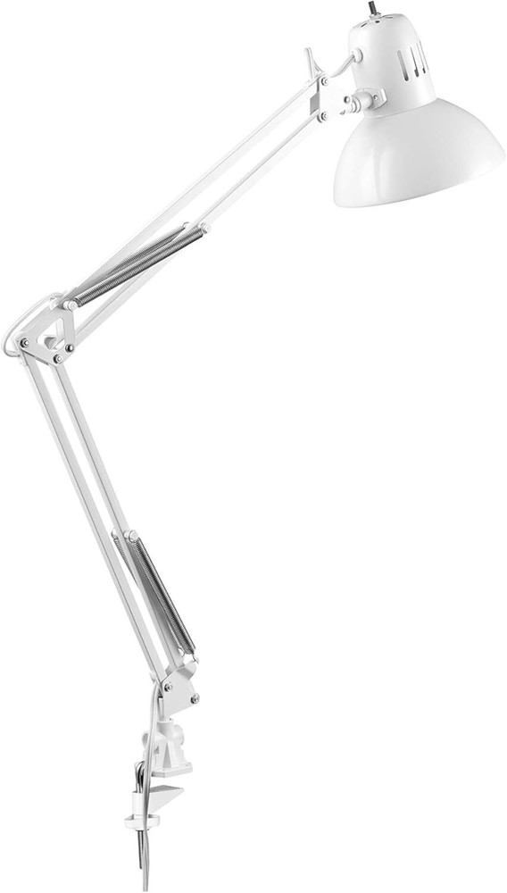 Globe Electric 52847 31.5 Inch Swing Arm Clamp-On White Desk Lamp with