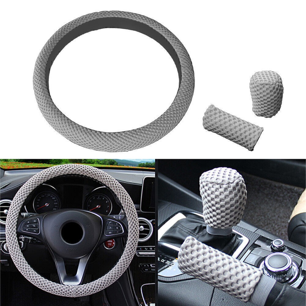 Car Steering Wheel Cover Grey Fit 15