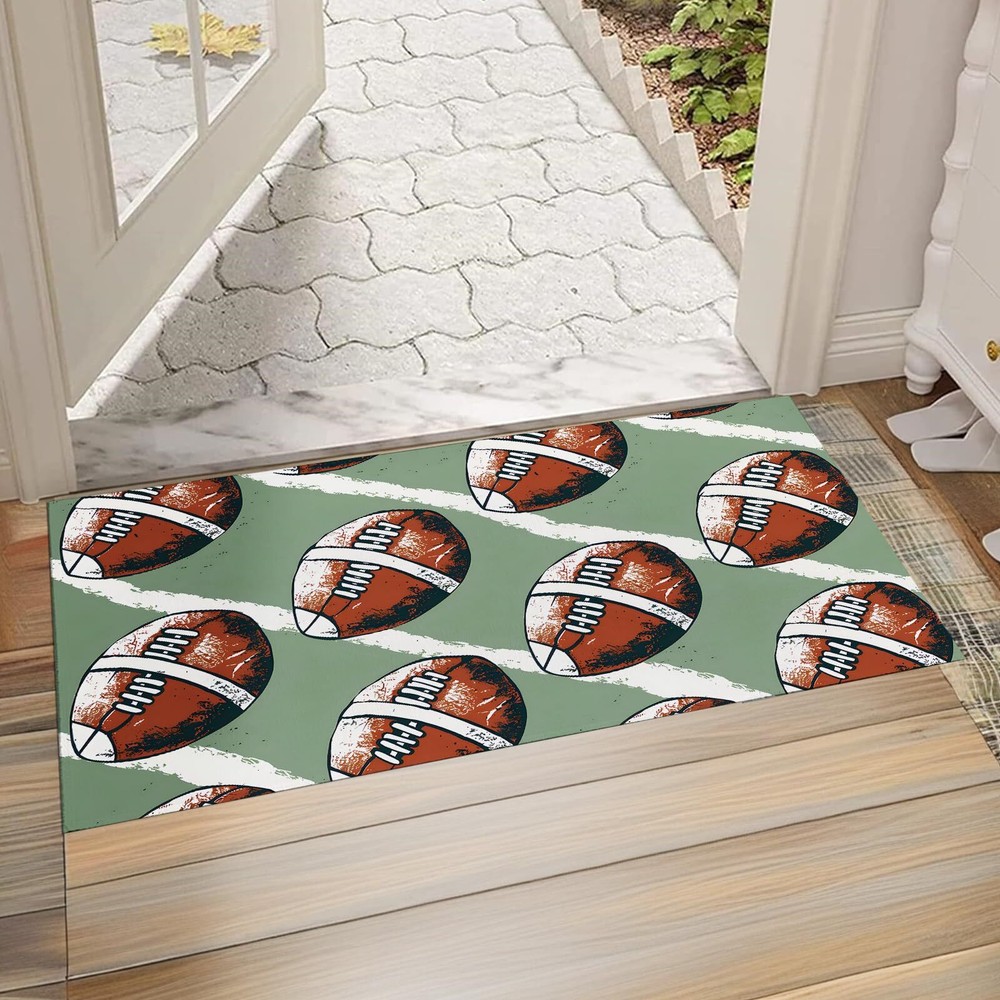 Non-Slip 17x29.5 Football Front Door Mat in Durable Non-Woven Fabric
