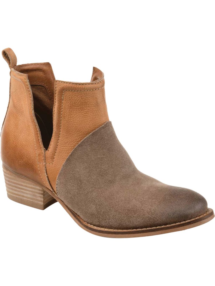 JOURNEE Womens Brown Deep V Cut Outs Dempsy Slip On Leather Booties 9 M