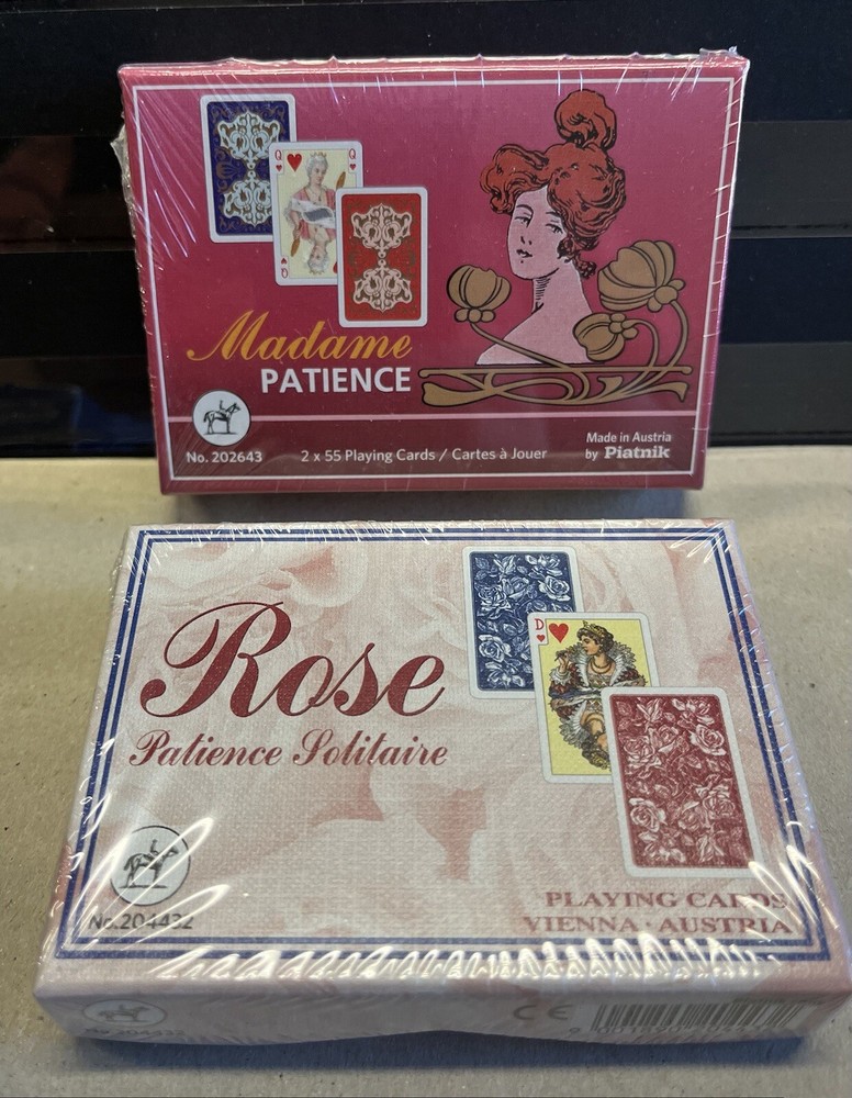New! -  Playing Cards - 2x 2x 55 - Rose / Madame - Patience / Made in Austria!