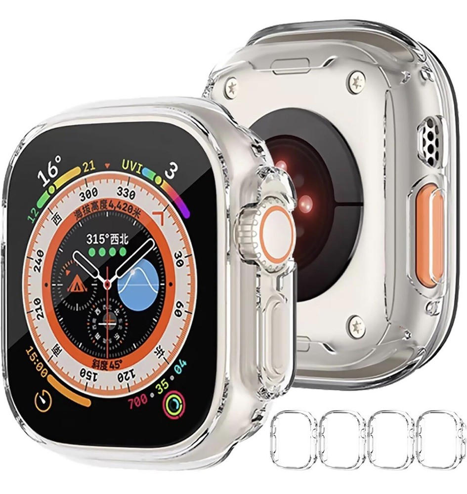 4-Pack Apple Watch Ultra Slim 49mm Protective Case-Soft HD Protector&Anti Fall B
