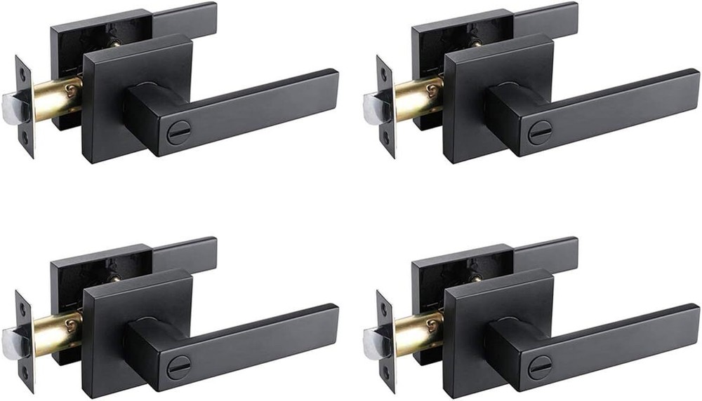4 Pack Matte Black Door Handles Privacy Door Lever