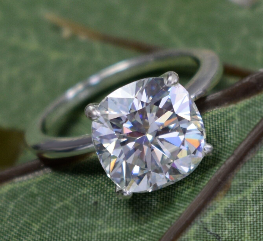 Certified Natural 2ct Cushion Cut VS1 Diamond Ring 925 Silver Handmade Jewelry