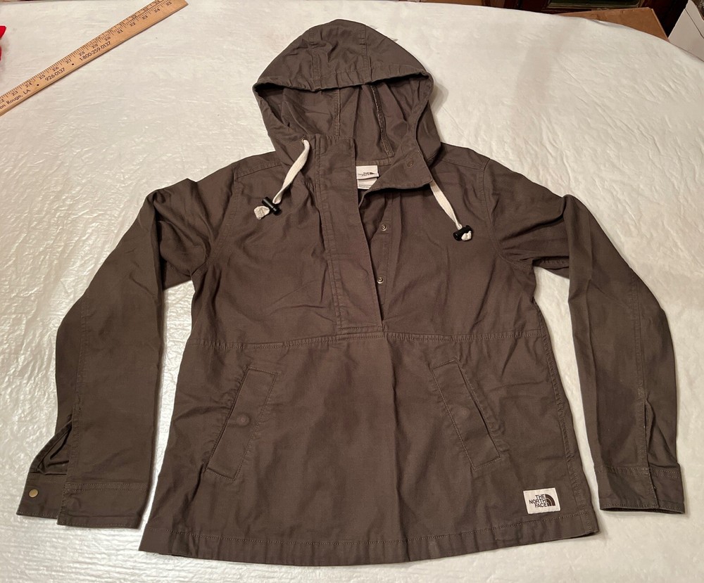 North Face Shipler Anorak womens small hooded snap pullover jacket in green NF0A3YSU