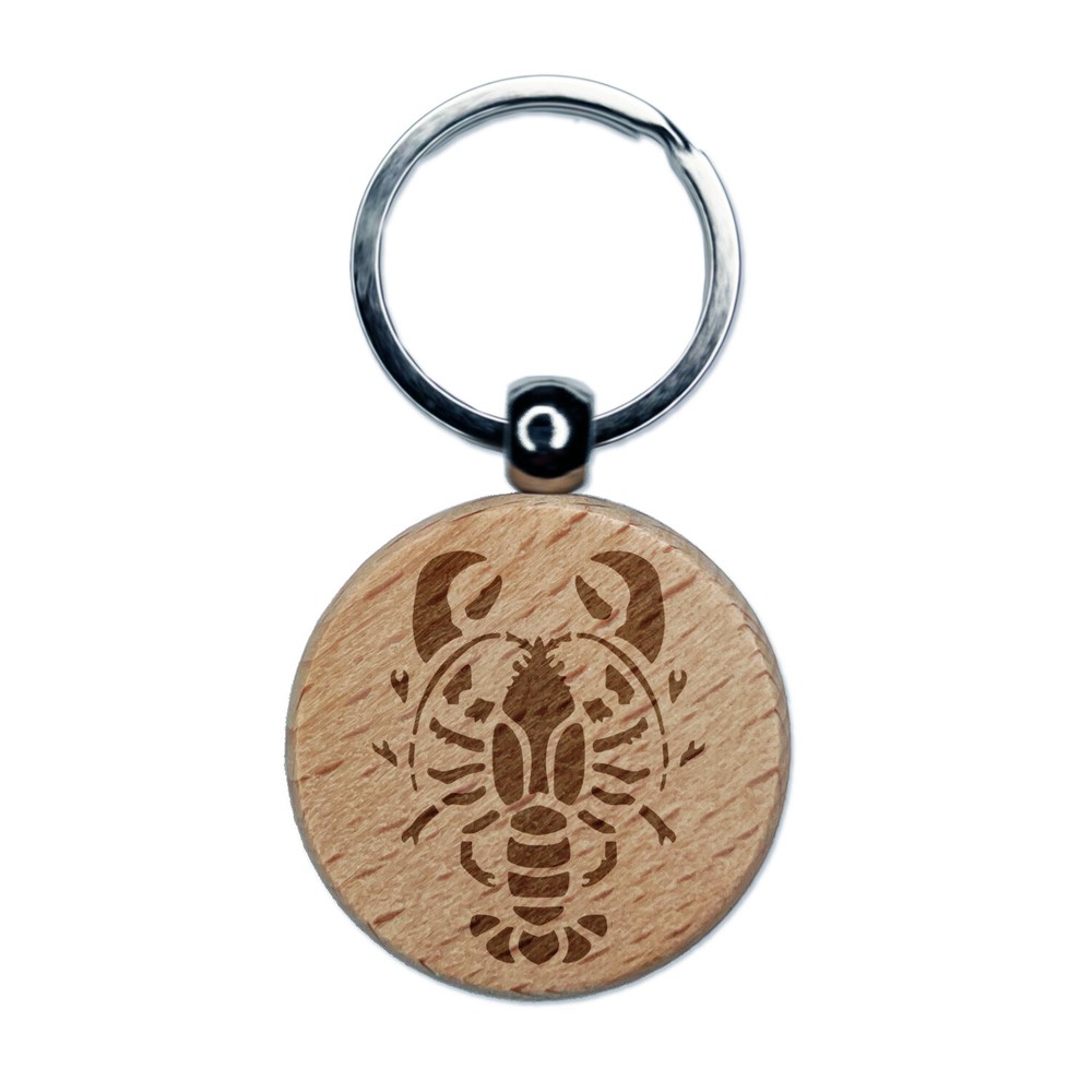 Maine Lobster Engraved Wooden Keychain Tag Charm for Seafood Lovers
