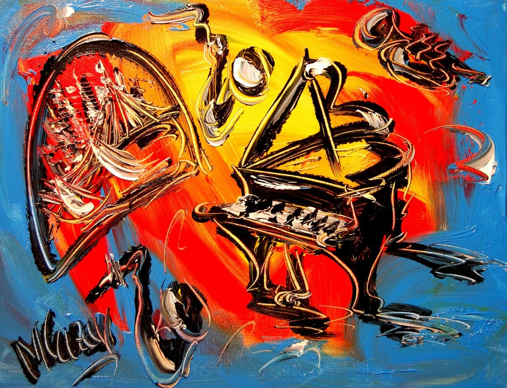 JAZZ MUSIC  ORIGINAL OIL PAINTING ABSTRACT MODERN ART YYWBER6