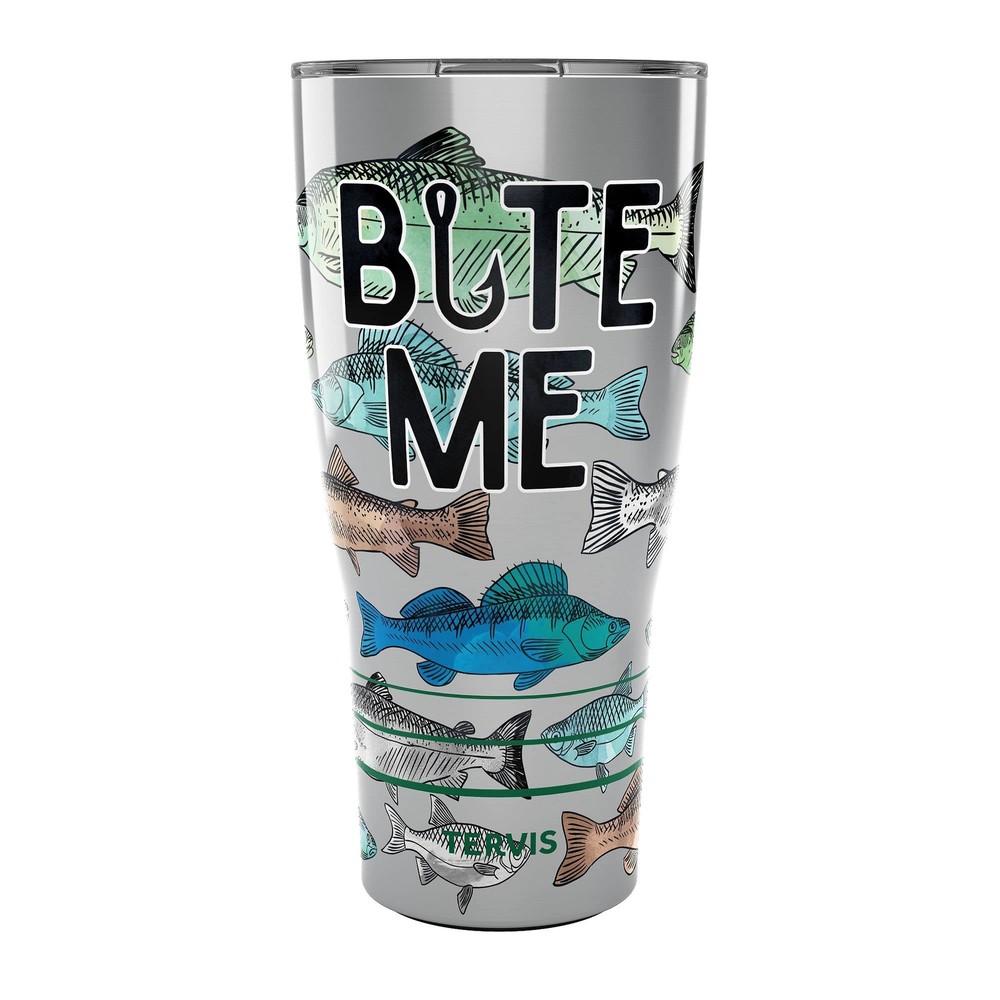 Traveler Bite Me Fishing Triple Walled Insulated Tumbler Travel Cup Keeps Dri...