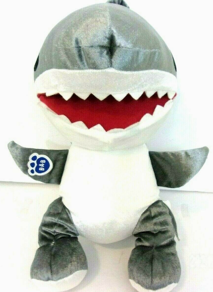 Build A Bear Plush Shark Toy 15 Inch Gray And White Shark Week Great White