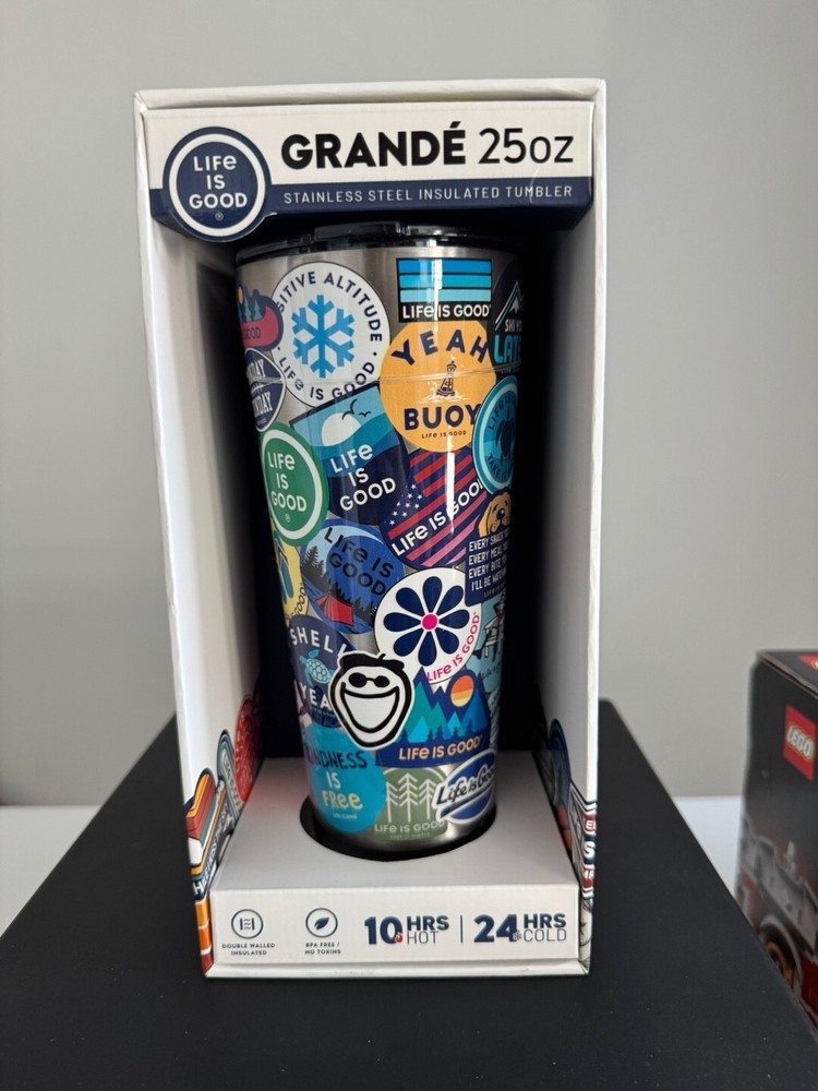 [NEW] Tervis Life Is Good 25 oz Stainless Steel Tumbler Stickers All Over