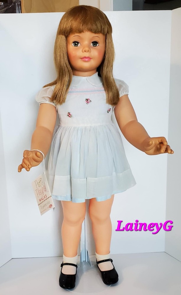 1959 Vintage IDEAL Patti Playpal Doll and Dress Pinafore Shoes HangTag BEAUTIFUL-image