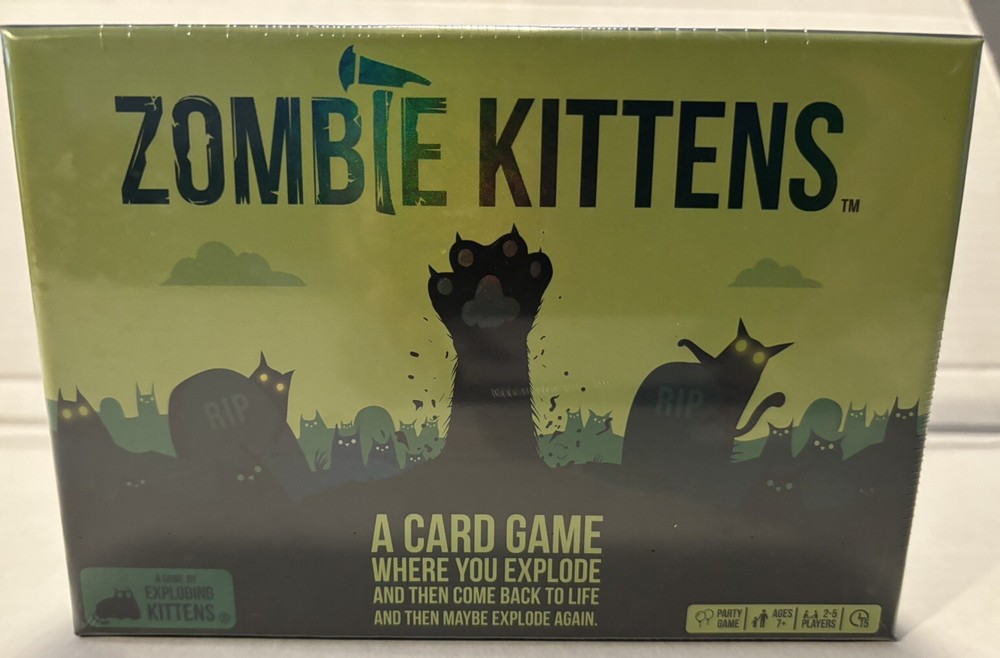 NEW,EXPLODING KITTENS, Zombie Kittens Card Game 7+ Years, 2-5 Players, Sealed