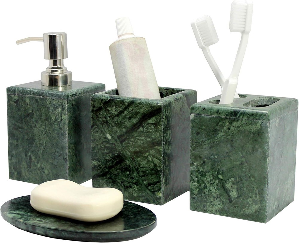 KLEO Natural Stone Bathroom Accessory Set in Bath Green