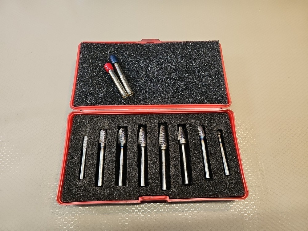 Snap On Bluepoint 8-Piece Solid Carbide Burr Set 1/4 Inch Shank VWB800A Light Use