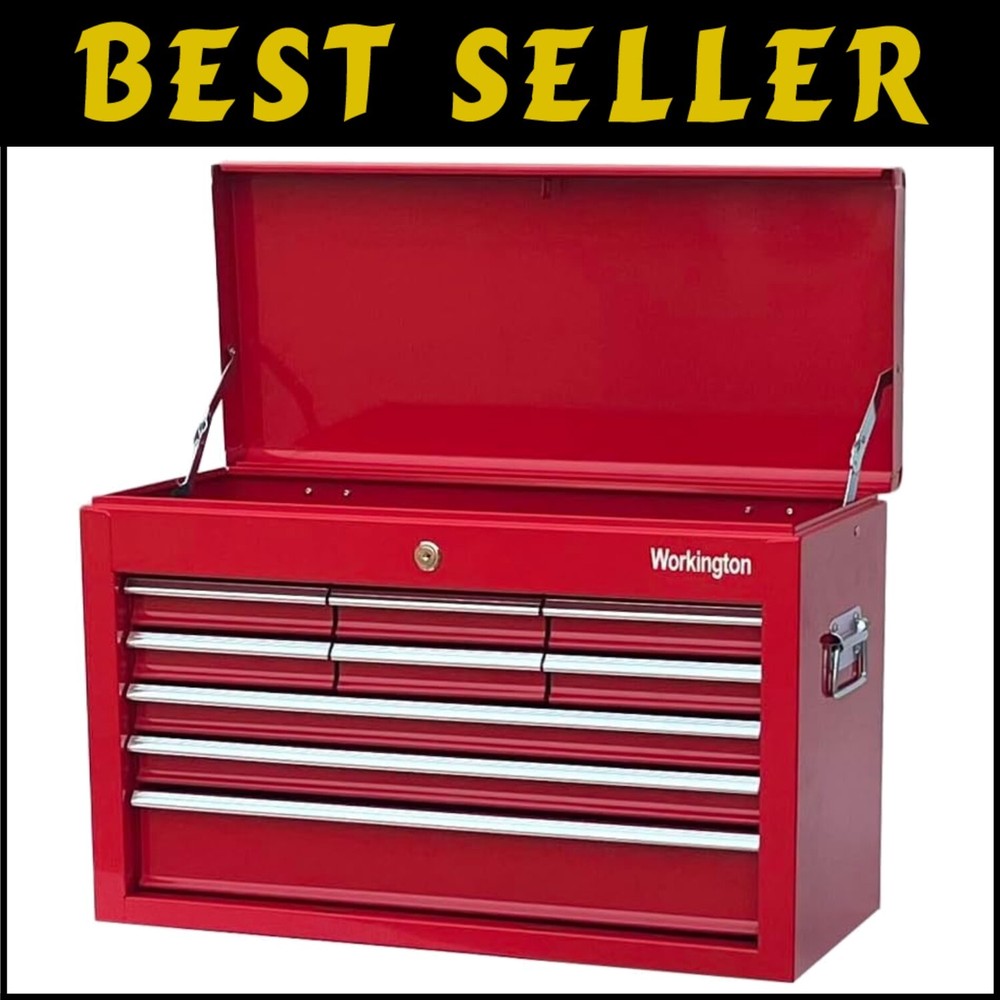 24-Inch Red Portable Tool Chest with 9 Smooth-Glide Ball Bearing Drawers